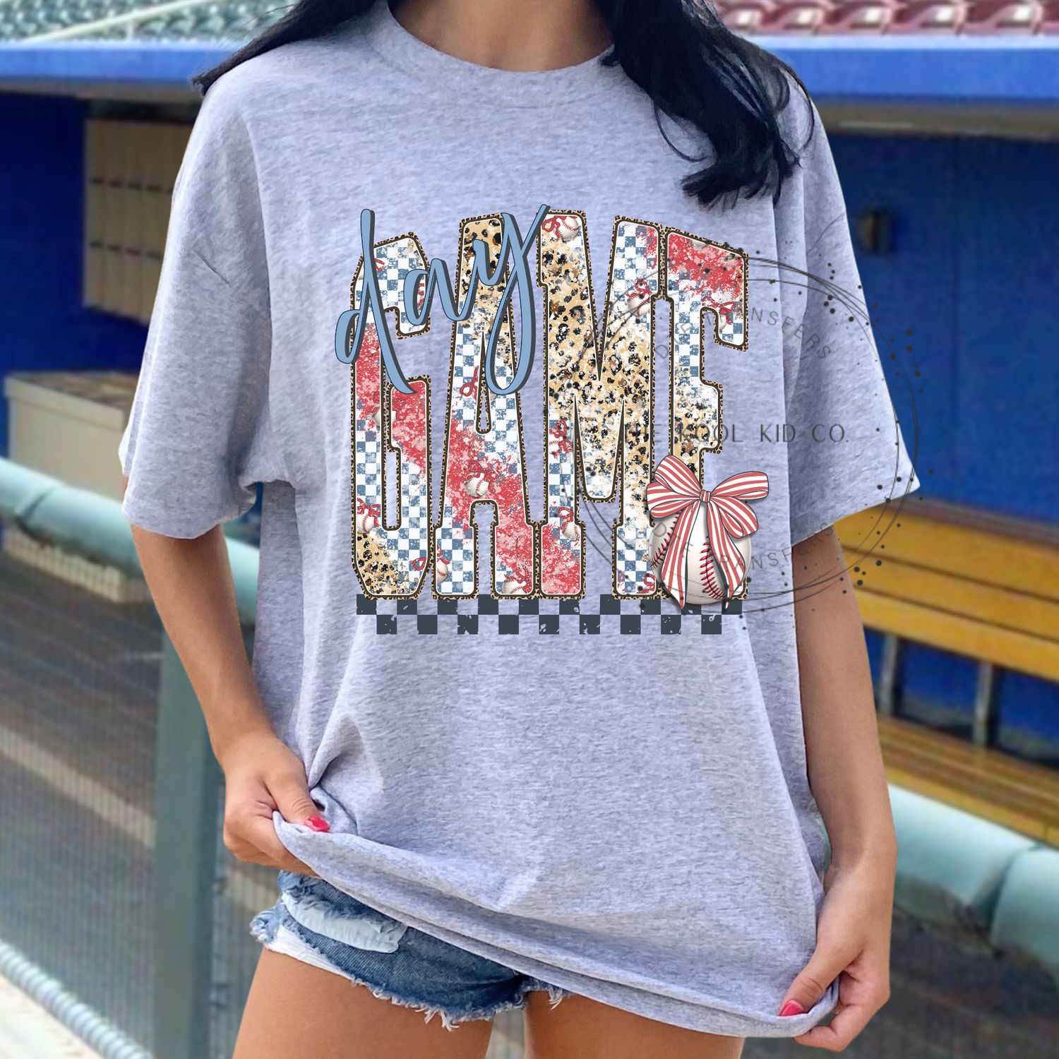 Leopard Checkered Bow Game Day Baseball