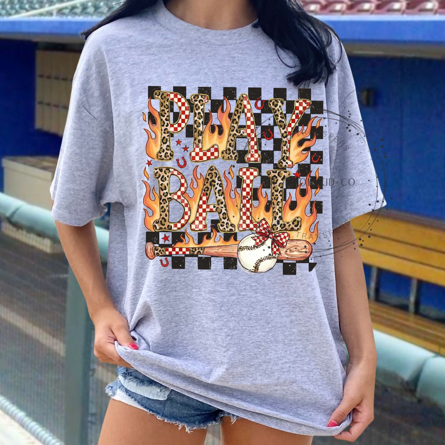 Play Ball Checkered Flames