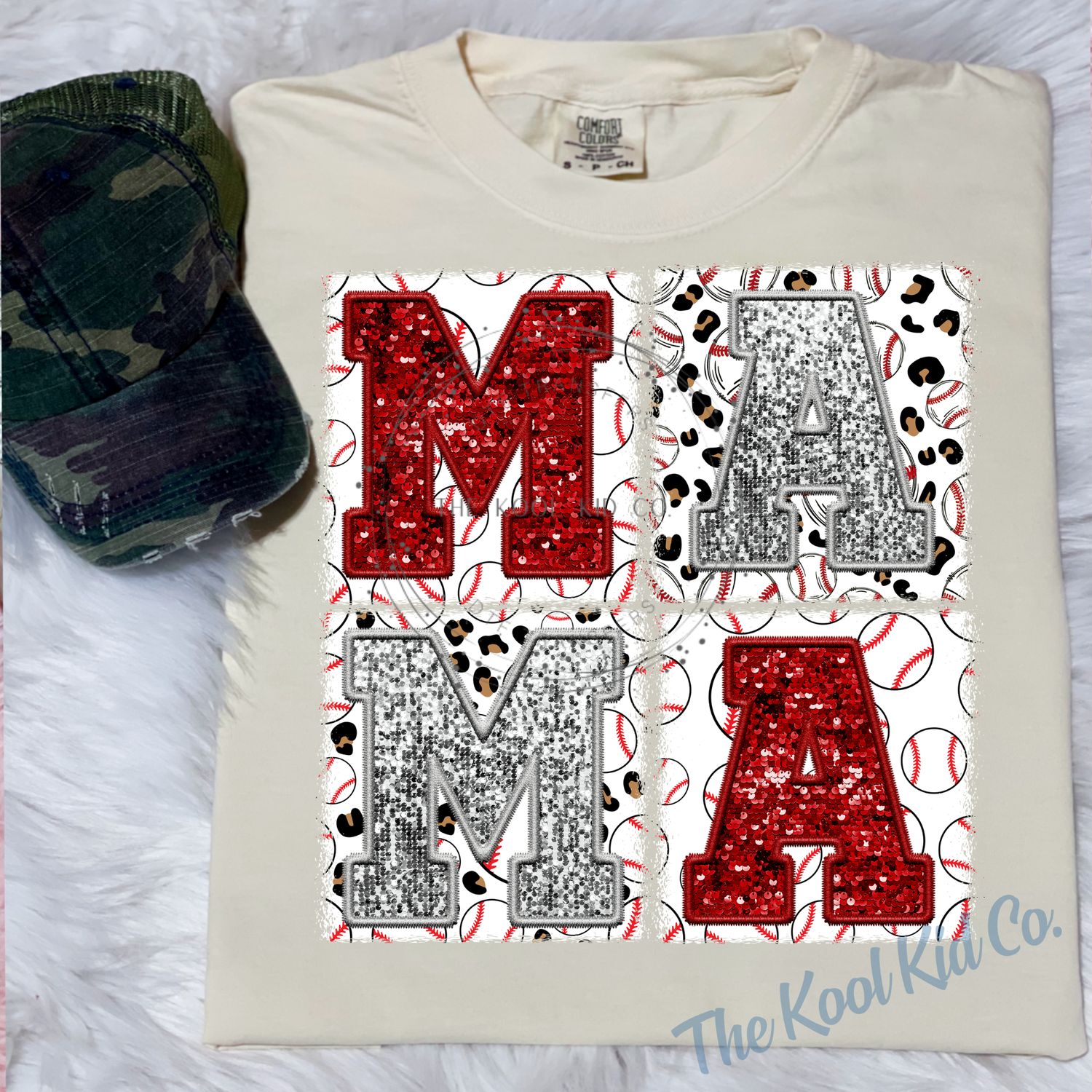 Faux Embroidered Glitter Baseball Mama