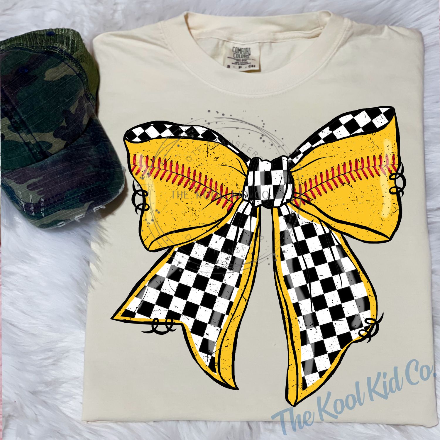 Softball Checkered Bow