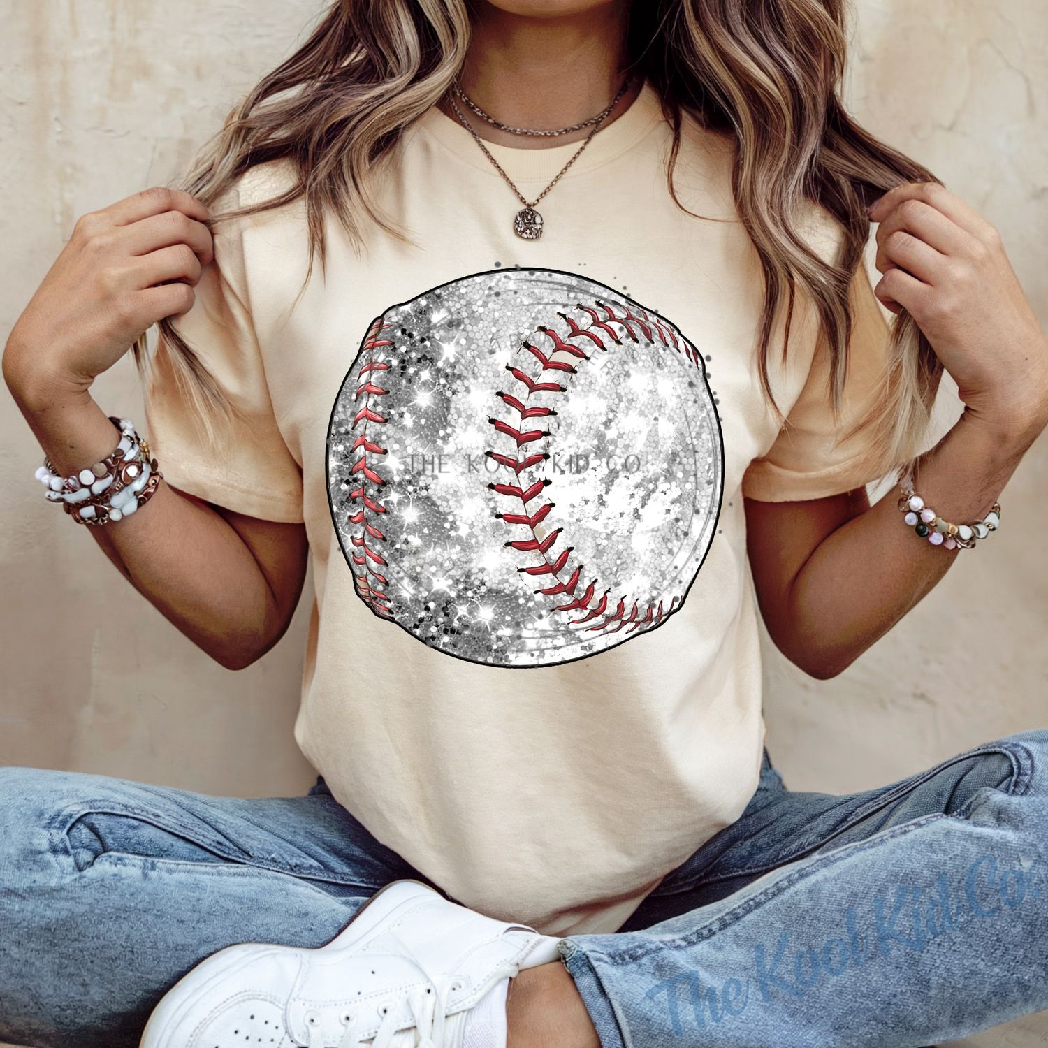 Faux Glitter Baseball