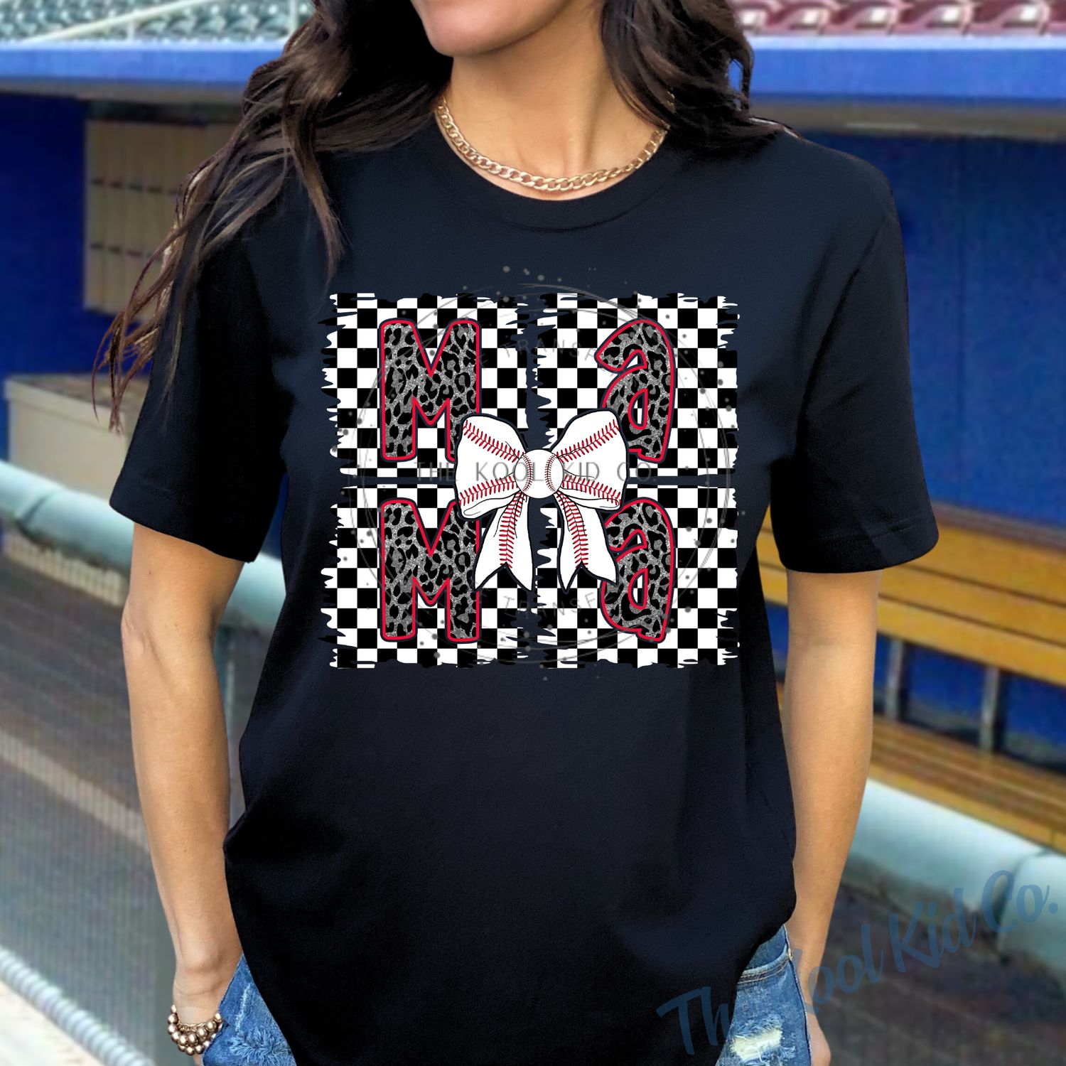 Checkered Squares Baseball Mama