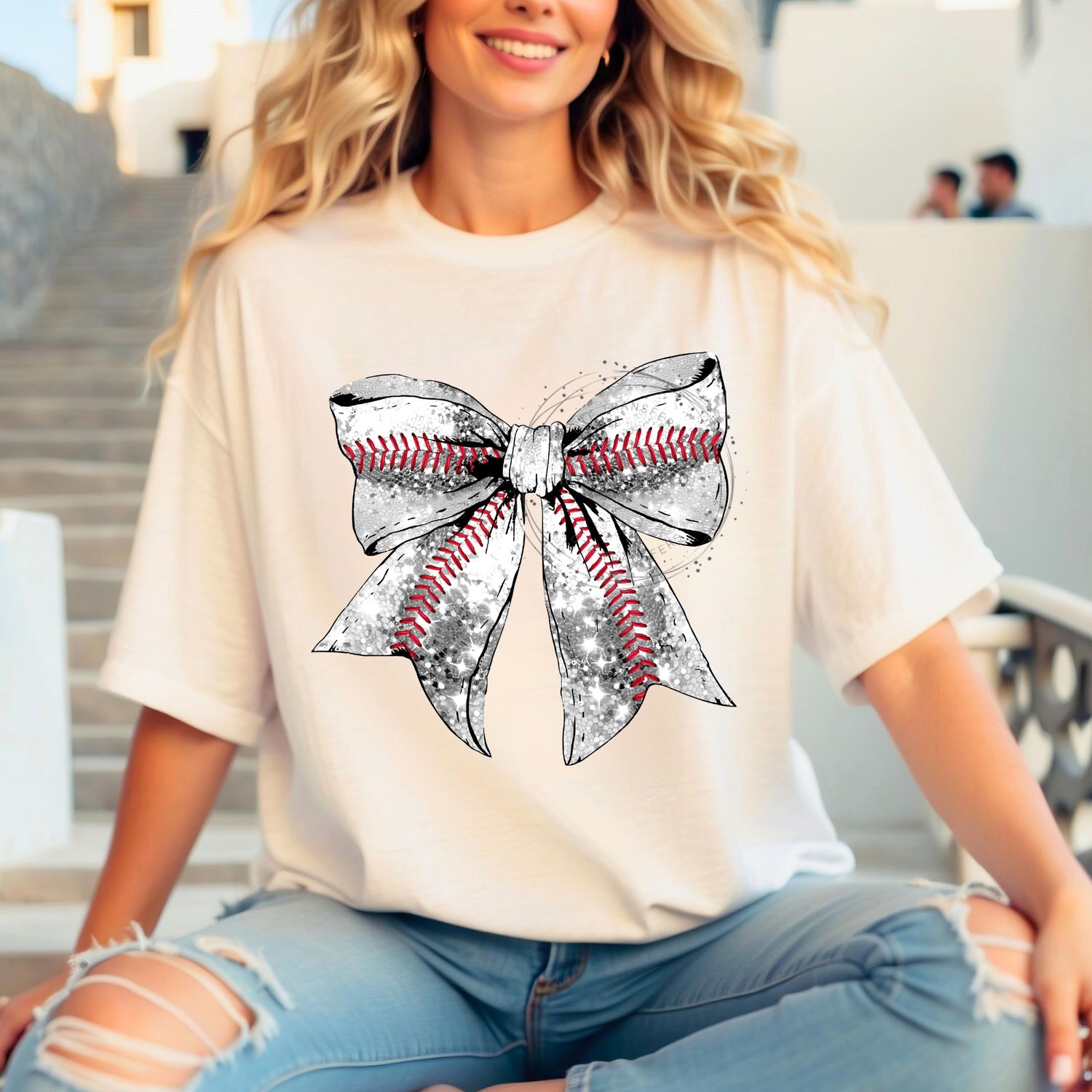 Baseball Glitter Bow