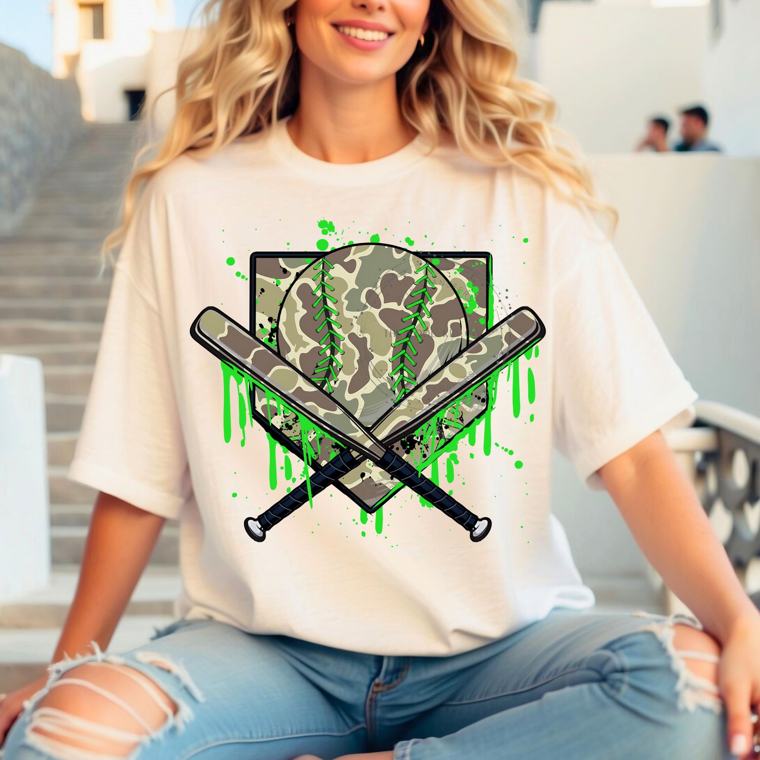 Neon Green Camo Baseball Drip