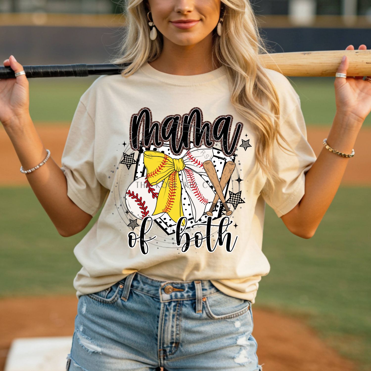 Mama Of Both Baseball Softball Bow
