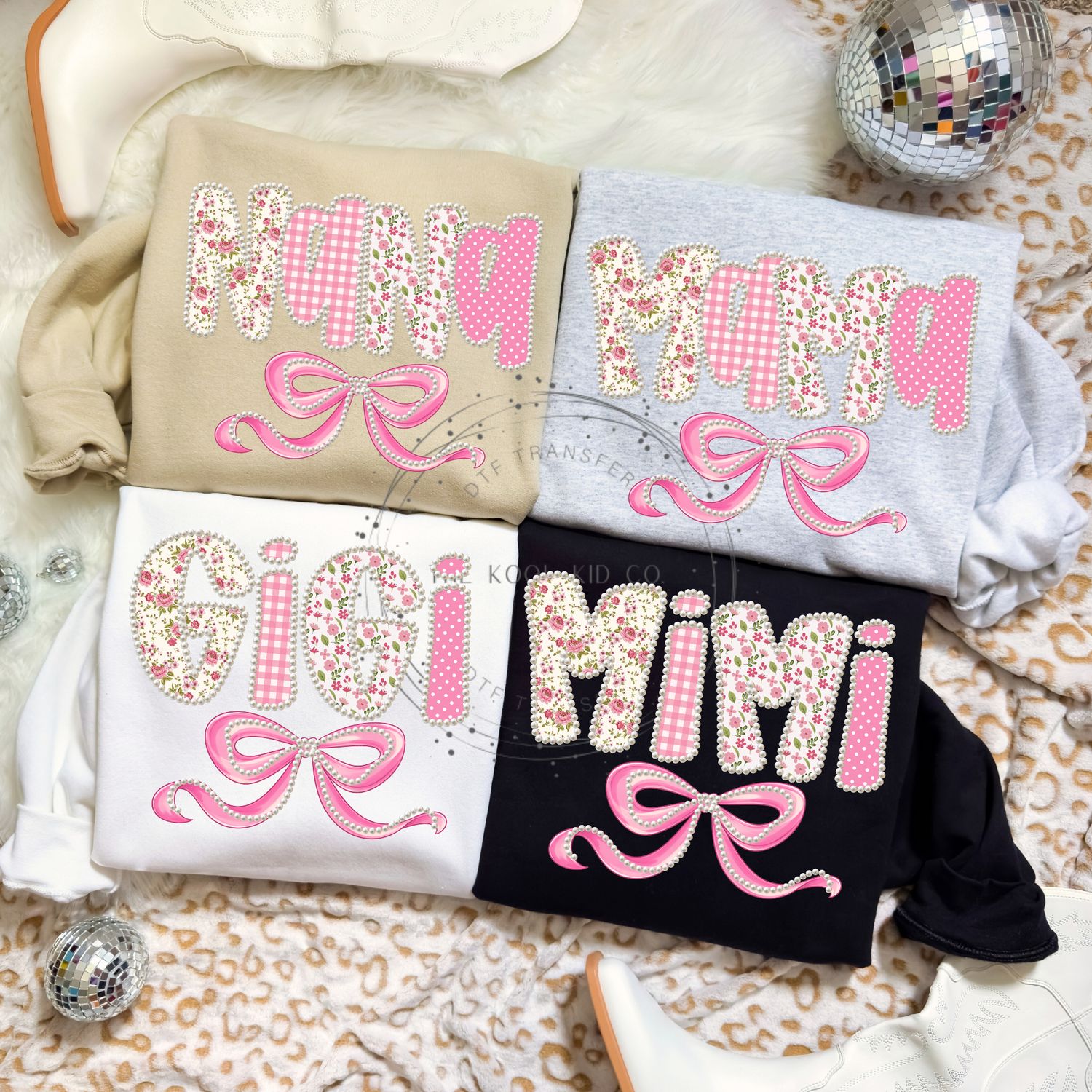 Floral Pearl Plaid Checkered Mama, Nana, Gigi, Mimi