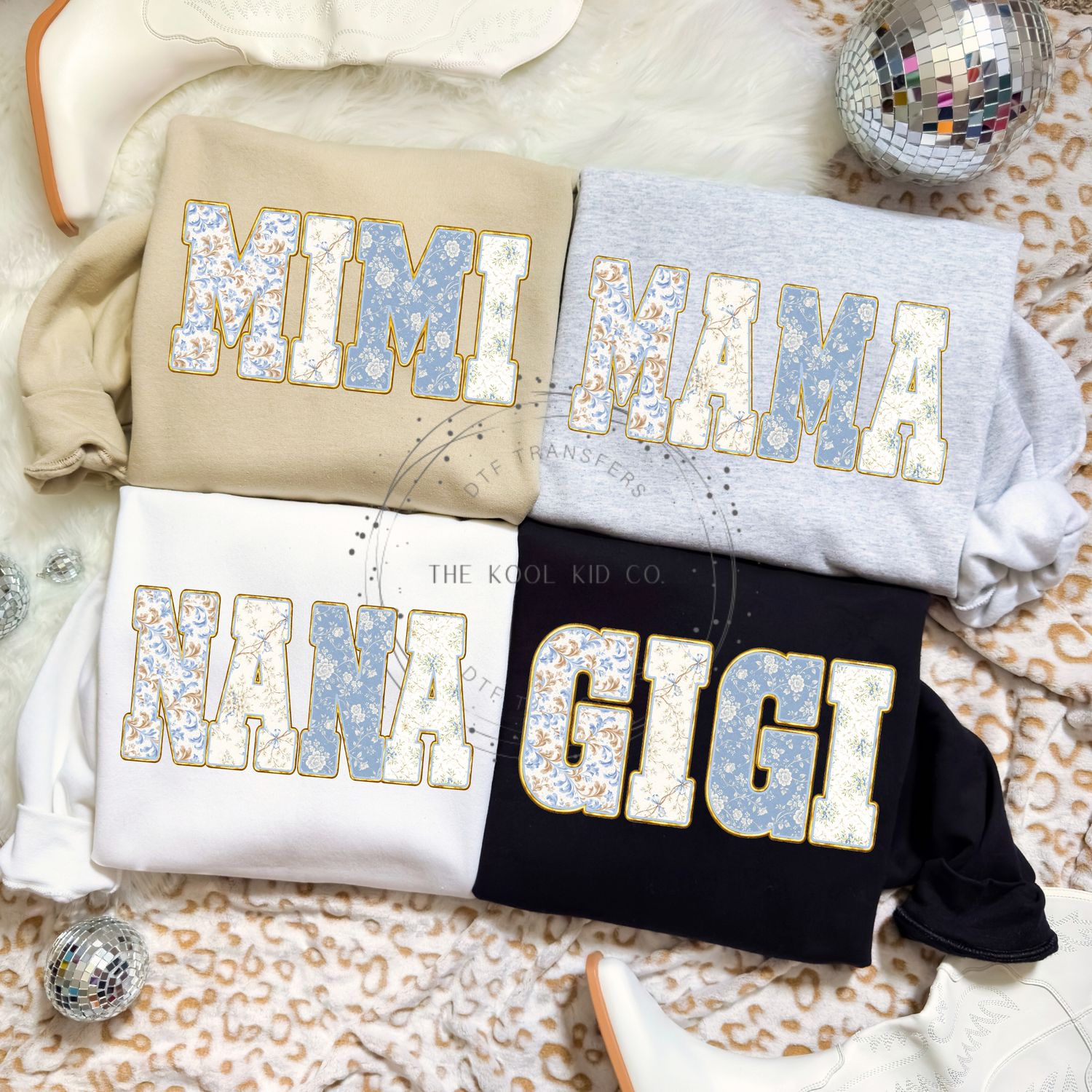 Floral Glitter Mama, Nana, Gigi, Mimi
