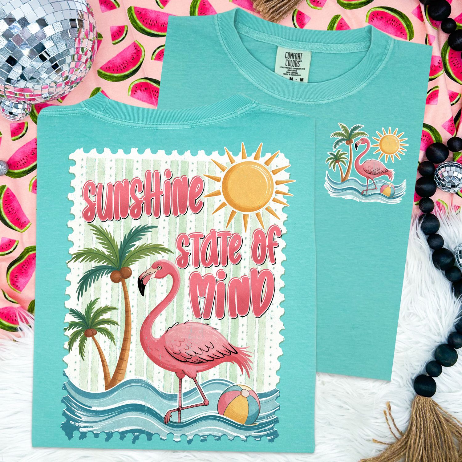 Sunshine State Of Mind Flamingo Postage Stamp