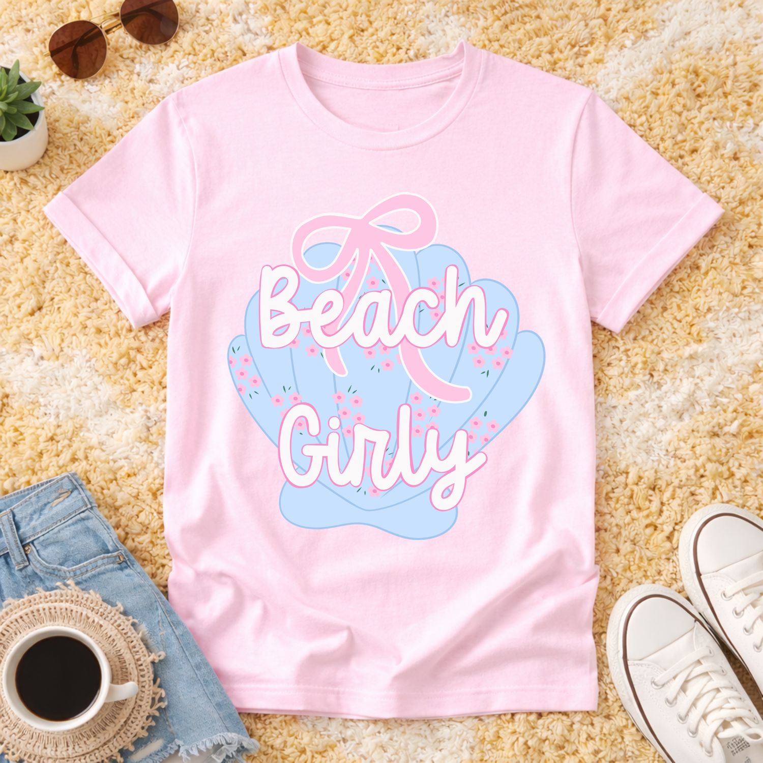 sea shell beach girly ,bow