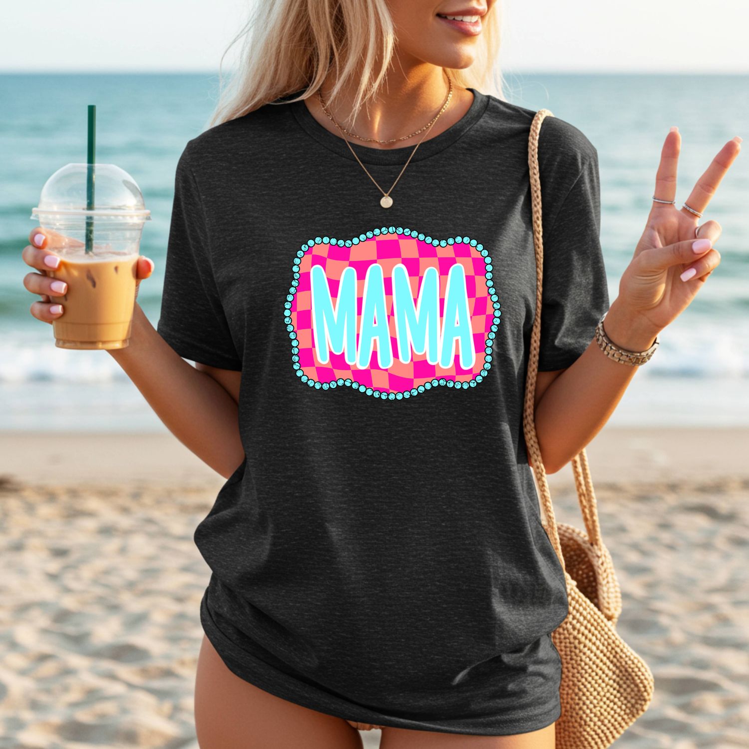 pink, blue orange frame mama