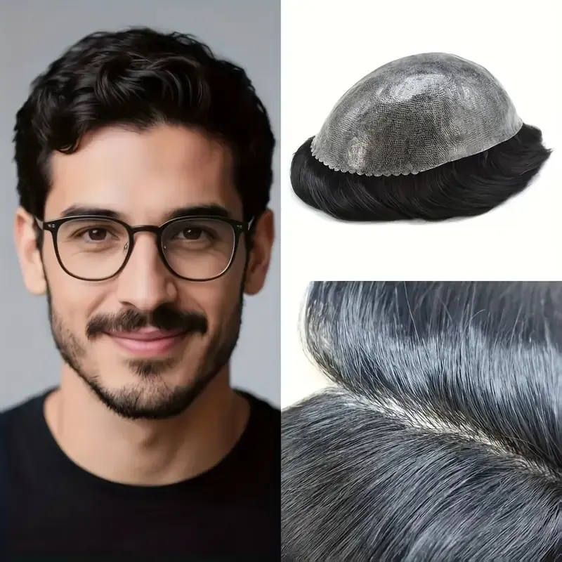 GL-V01 Mens Skin Hair System . Full Poly PU Hair Replacement System , Suitable For Wearing In Various Seasons.
