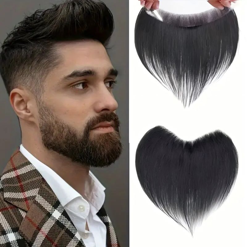 GL-FR01  Men&#39;s  Human Hair Topper Piece - V-Loop Front PU Light Beige Base