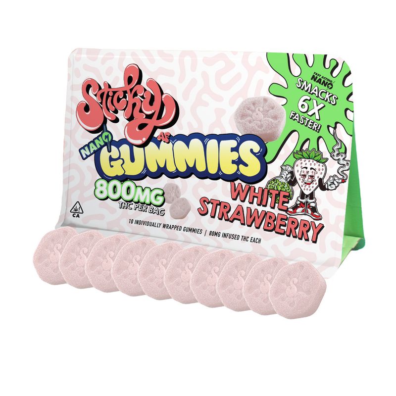800mg Sticky Nano Gummies White Strawberry