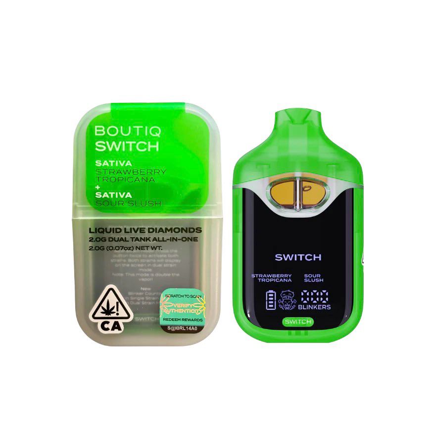 Boutiq Switch Live Rosin 2G disposable | Strawberry Tropicana X Sour Slush | SATIVA | THC 90.06%