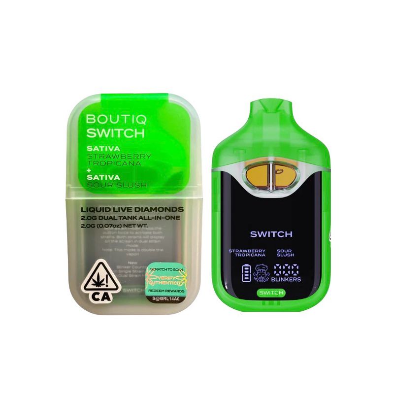 Boutiq Switch Live Rosin 2G disposable | Strawberry Tropicana X Sour Slush | SATIVA | THC 90.06%