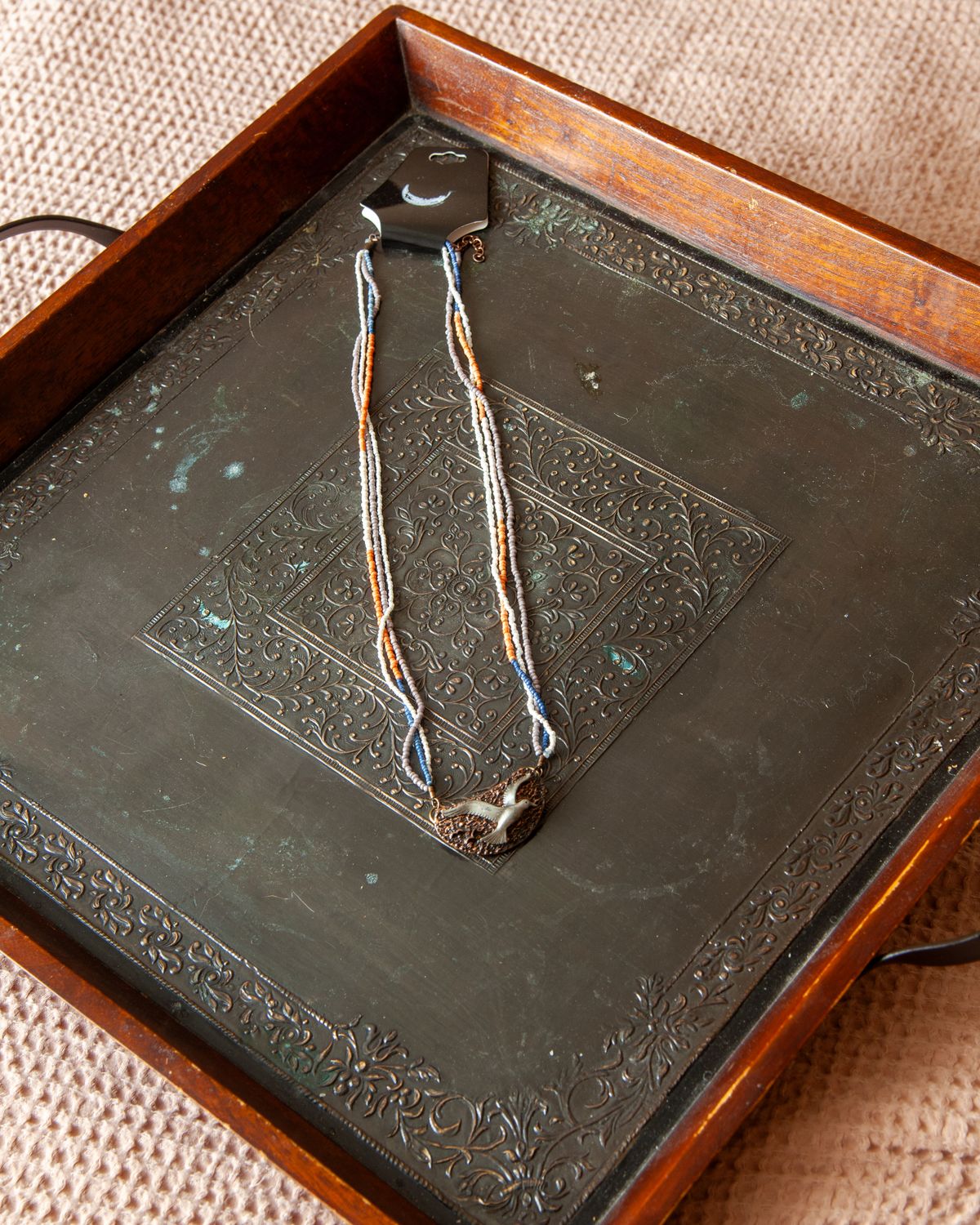 NECKLACE - Beaded Brass Bird