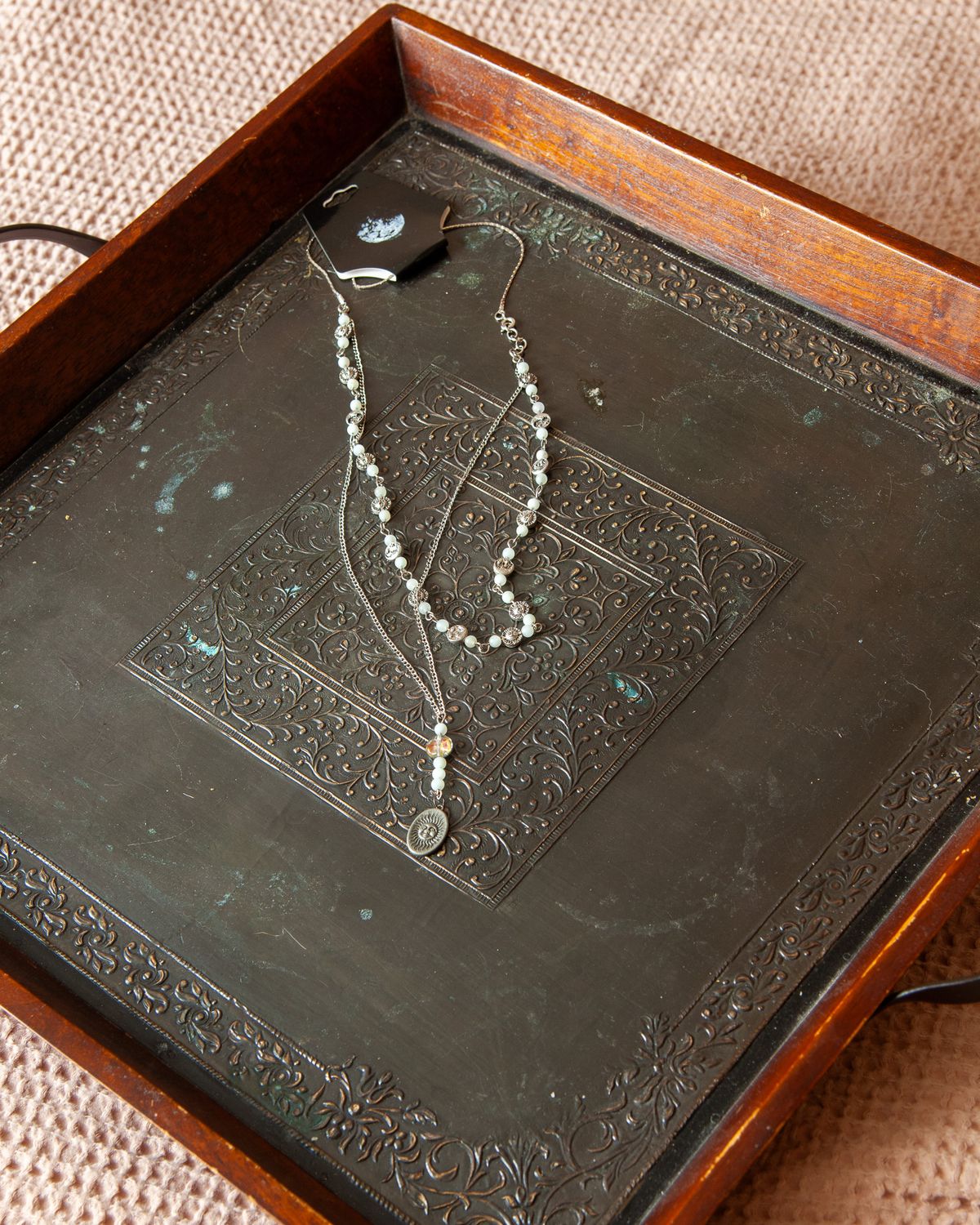 NECKLACE -Moon Stone BeadedHandmade Chain