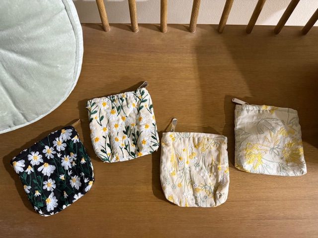 UPCYCLED - canvas lined pouches- Embroidered