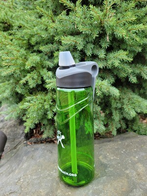 Green Water Bottle w/flip straw lid