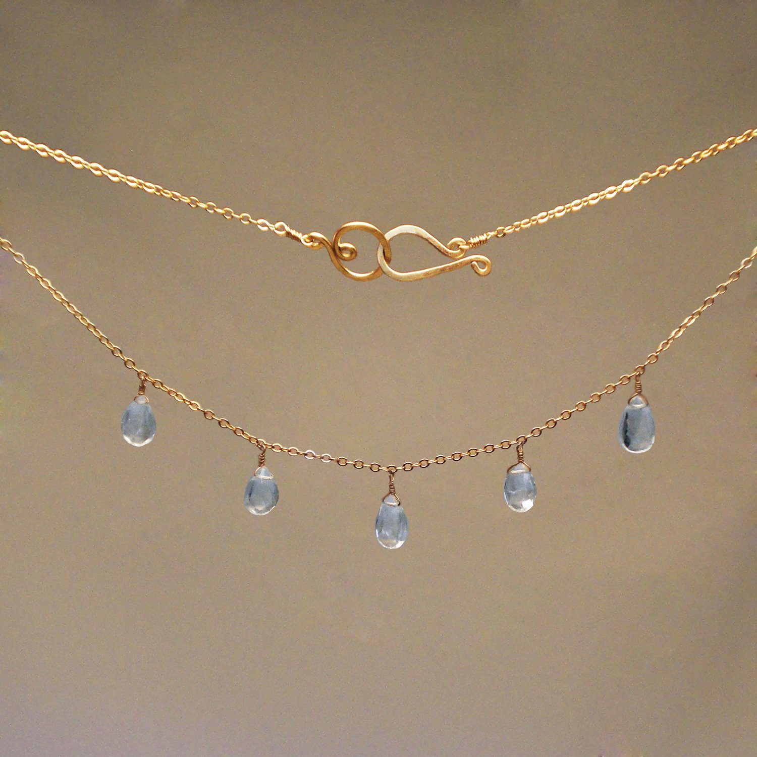 Blue Topaz 5-drop Necklace