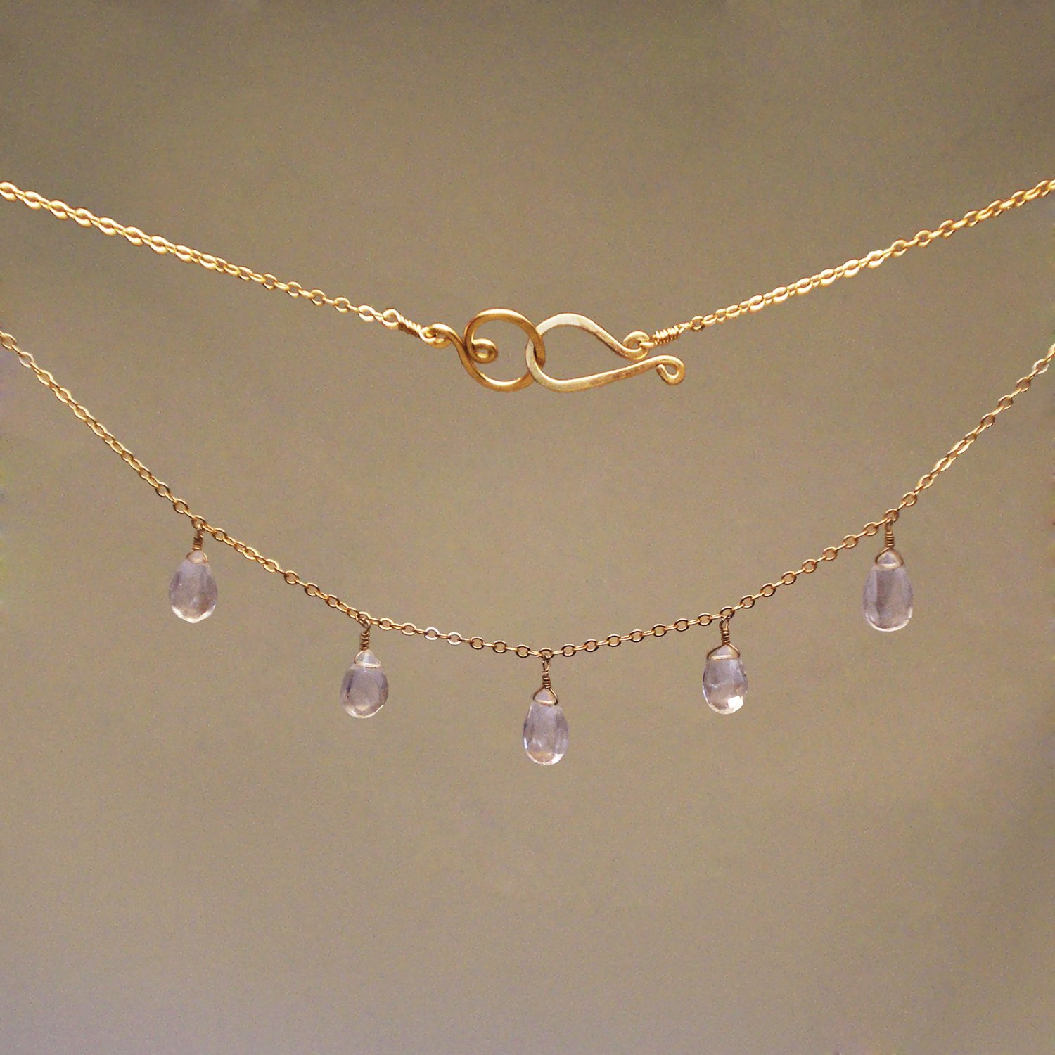 Rose Quartz 5-Drop Necklace