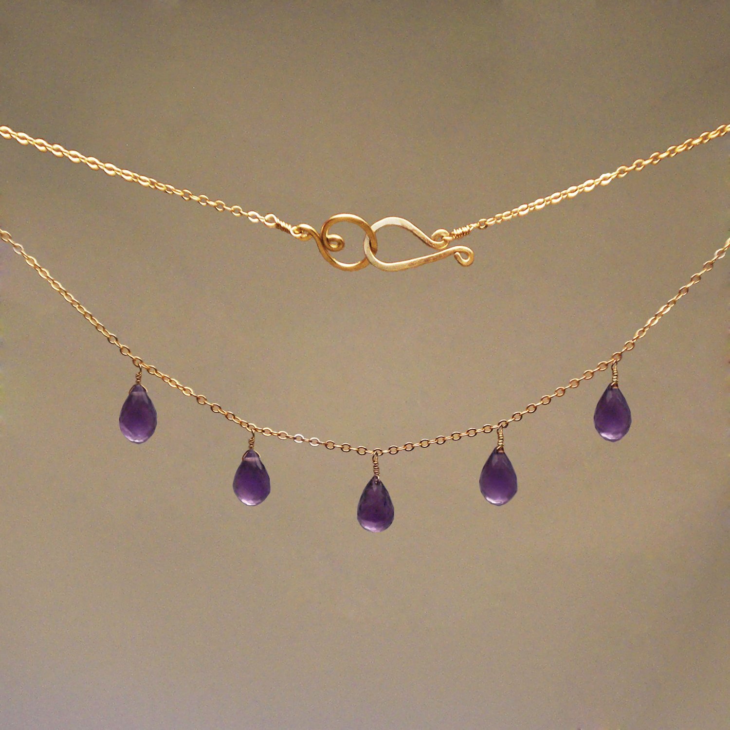 Amethyst 5-drop Necklace