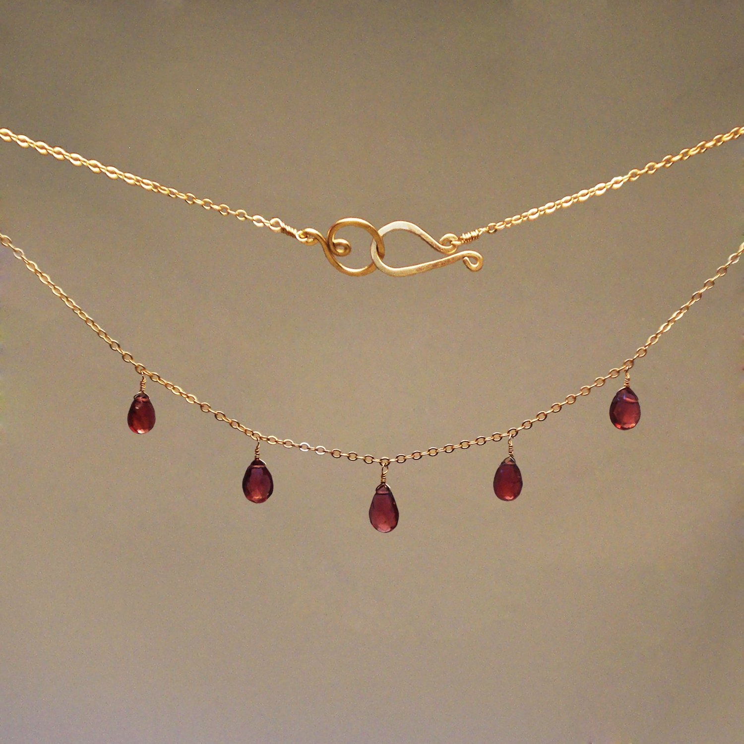 Garnet shop drop necklace