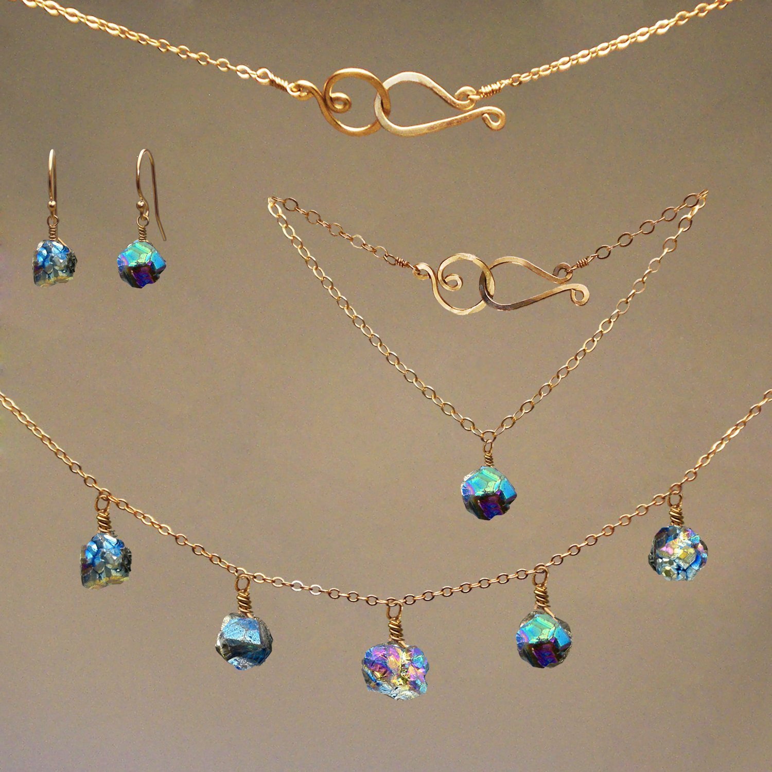 Rainbow Pyrite GemRx Jewelry Set
