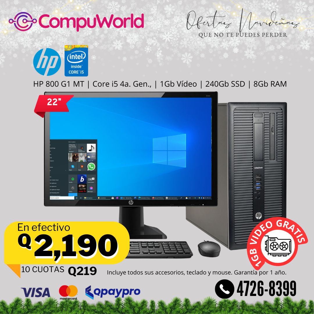 Computadora HP 800 G1 MT Core i5 4a. Generación
