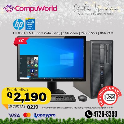 Computadora HP 800 G1 MT Core i5 4a. Generación