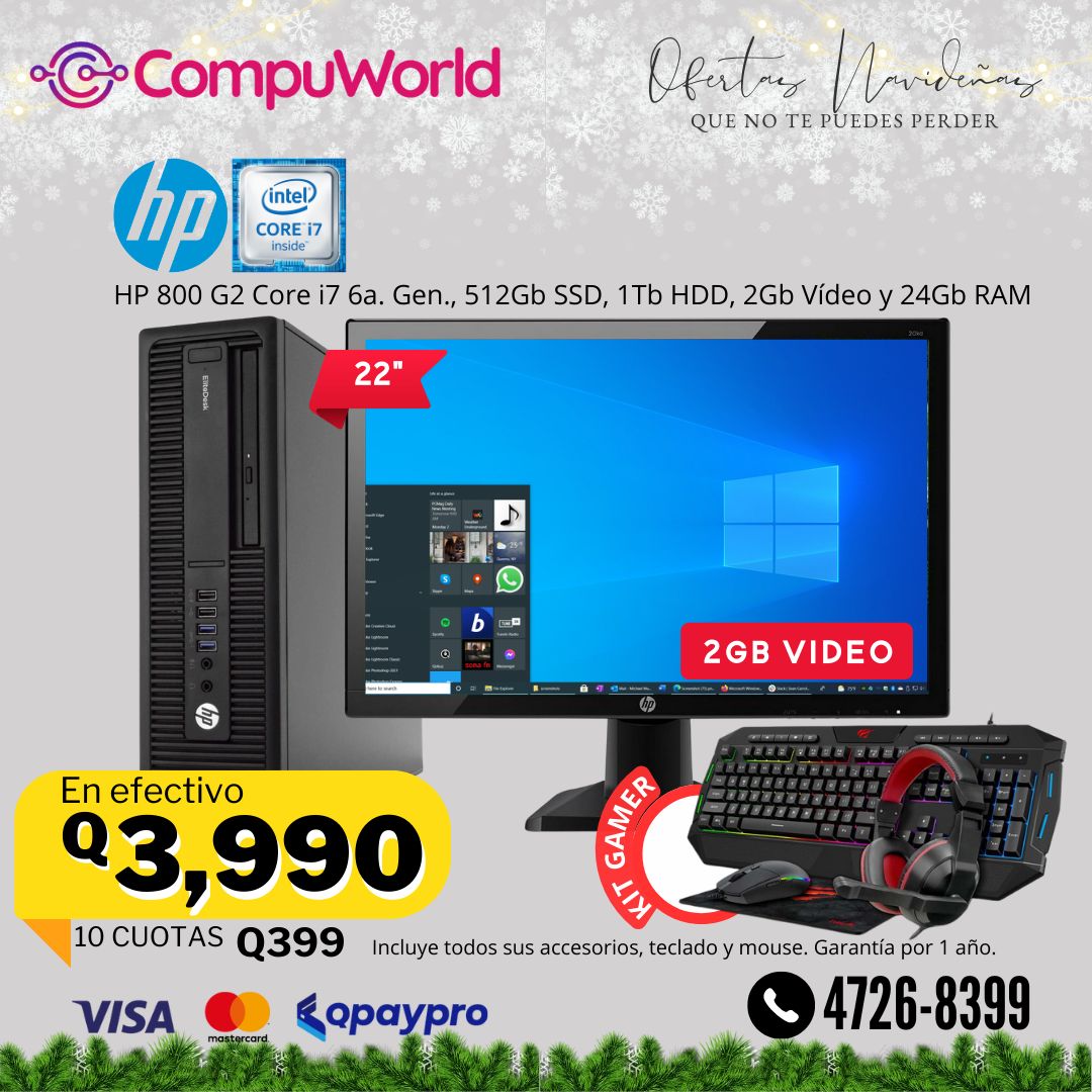 Computadora HP EliteDesk 800 G2 Core i7 6a. Generación