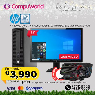 Computadora HP EliteDesk 800 G2 Core i7 6a. Generación