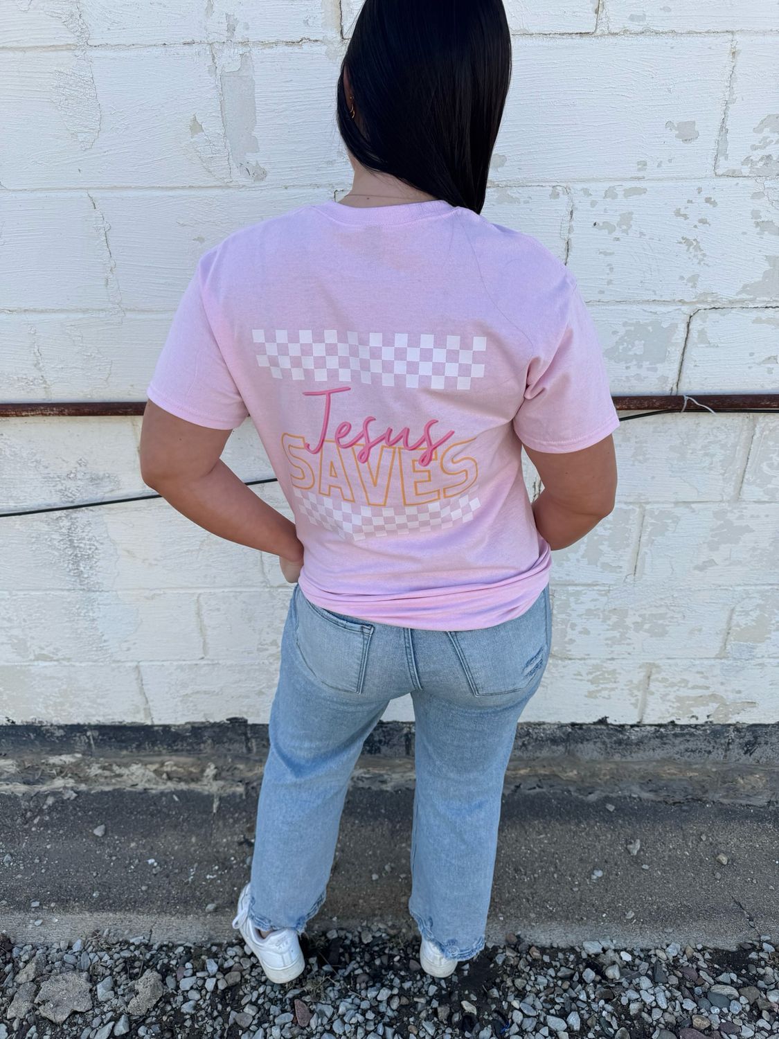 Jesus Saves Checkered Tee
