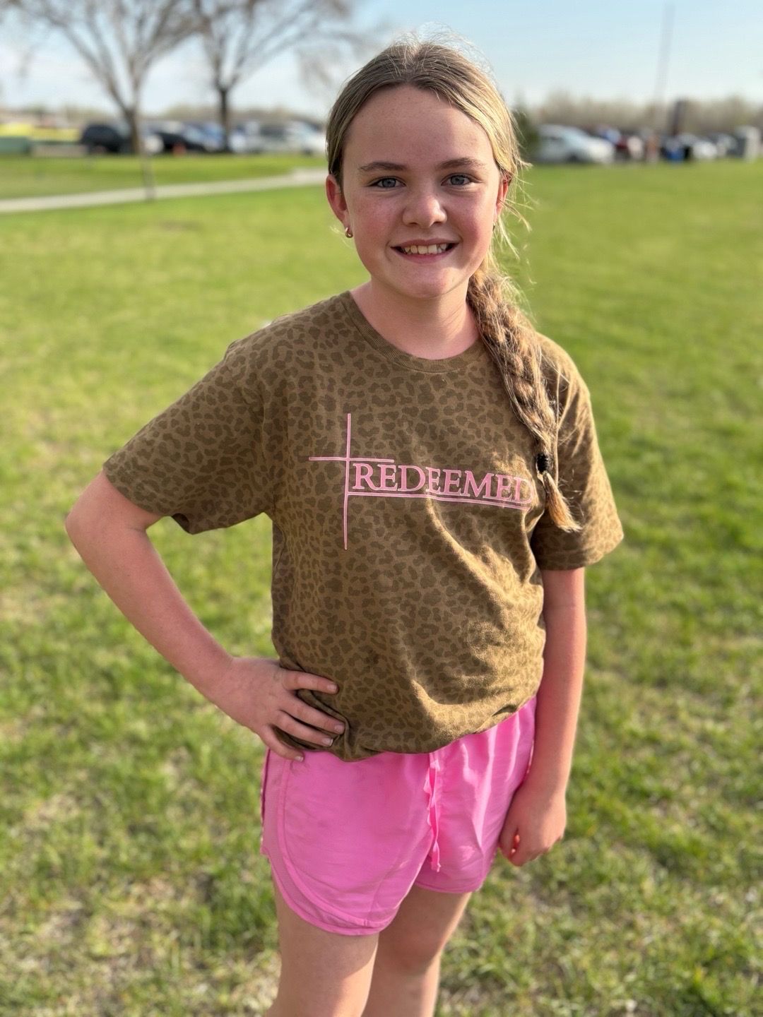 KIDS Leopard Brand Tee - Brown/Rose