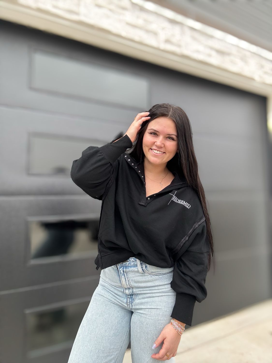 Brand Button-Snap Pullover
