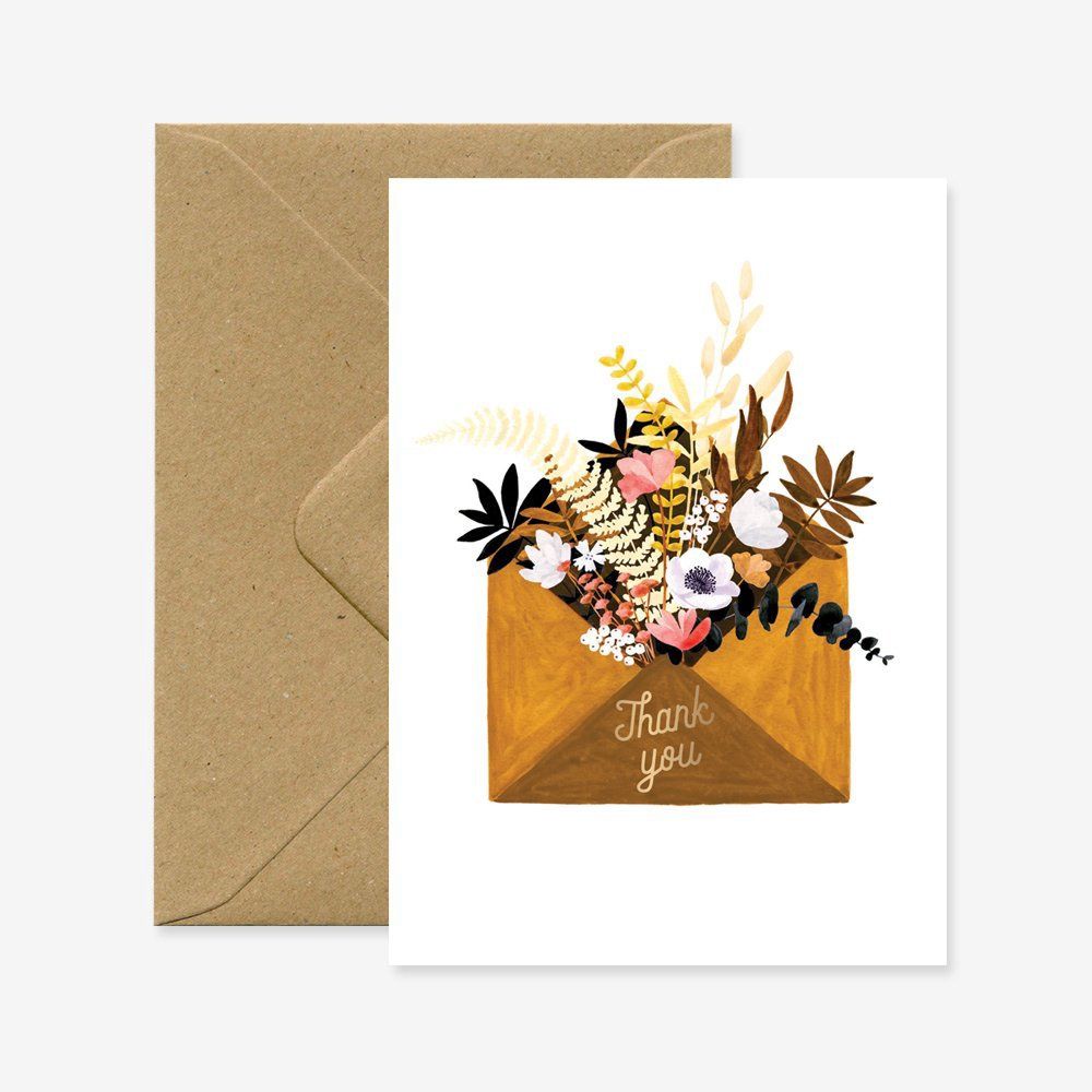 Kaart Flower Envelop - Thank you