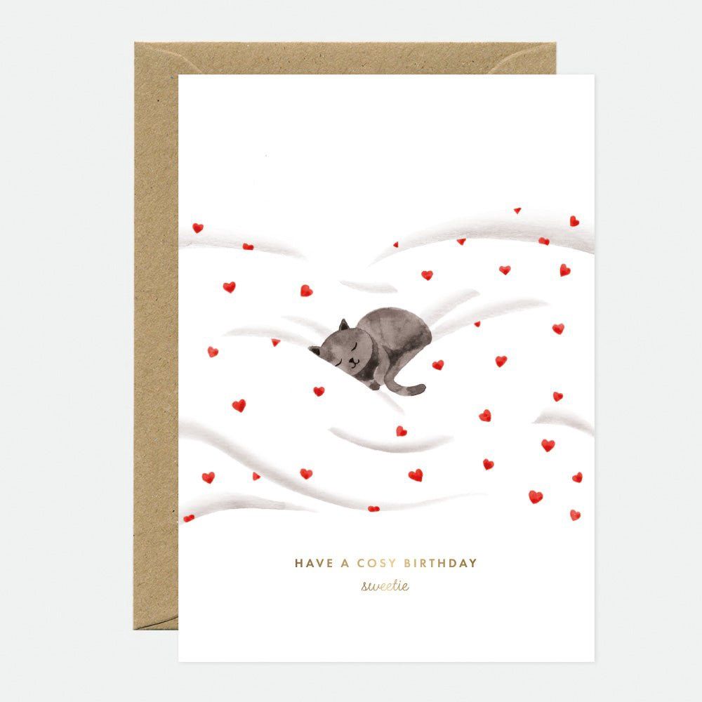Kaart Cosy Cat - Birthday