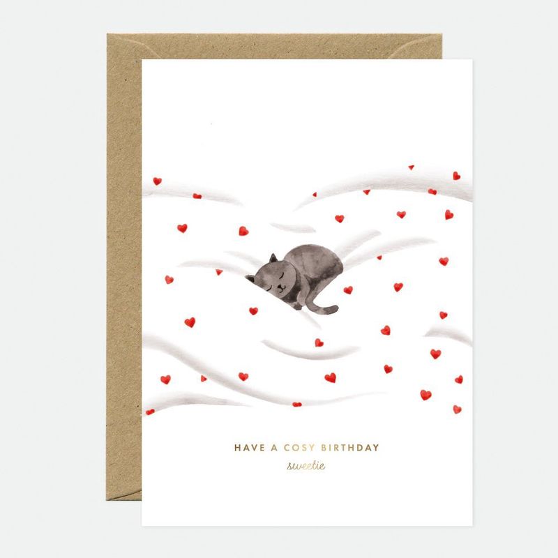 Kaart Cosy Cat - Birthday