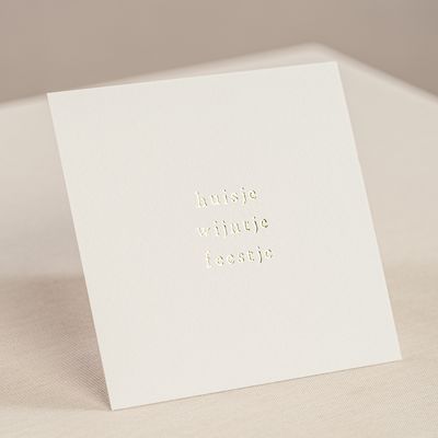 Goudfoliekaart - huisje wijntje feestje