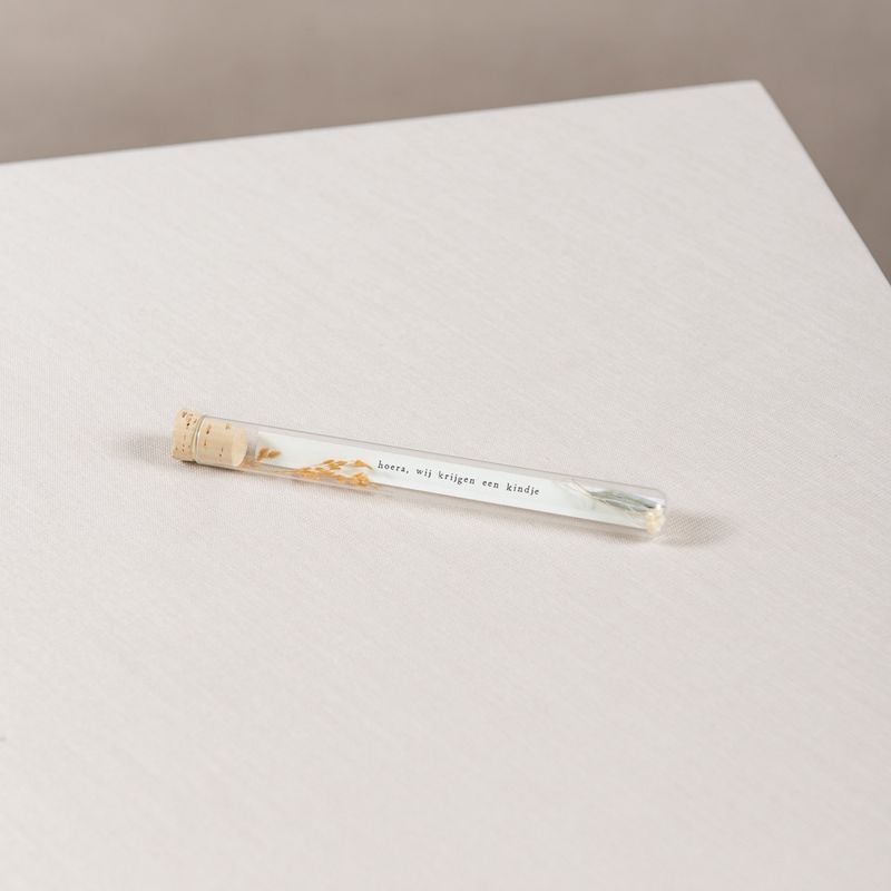 Buisje met droogbloemen - hoera, wij krijgen een kindje