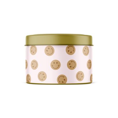 Geurkaars in blik - Happy Smile - bruin &amp; roze
