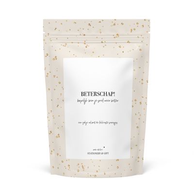 Snoepzak Beige Sparkles - Beterschap!