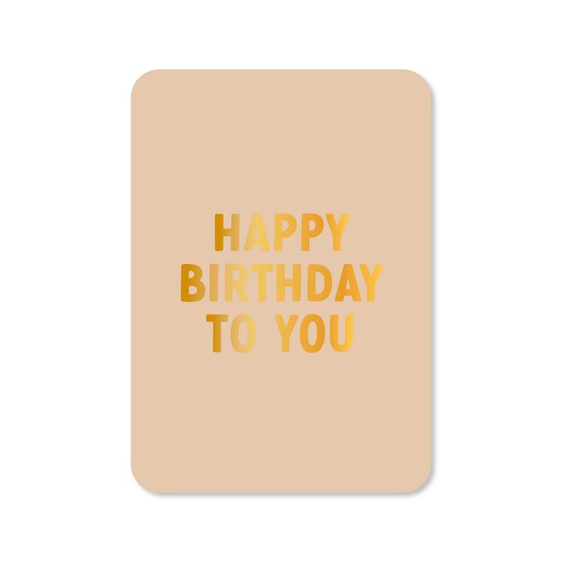 Kaart Happy birthday beige(met goudfolie)