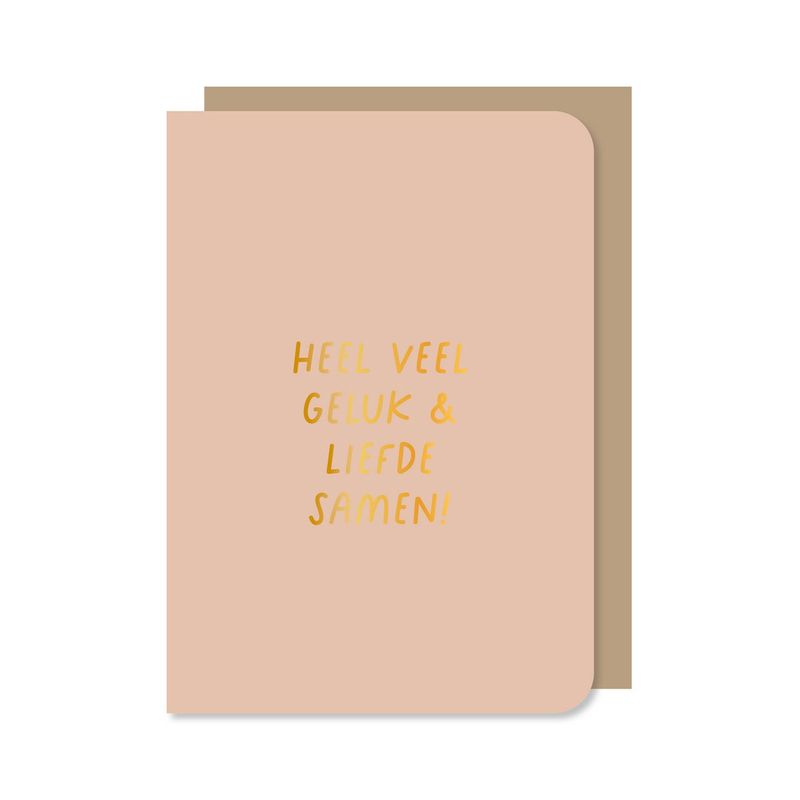 Dubbele kaart met envelop | Veel geluk &amp; liefde - met goudfolie