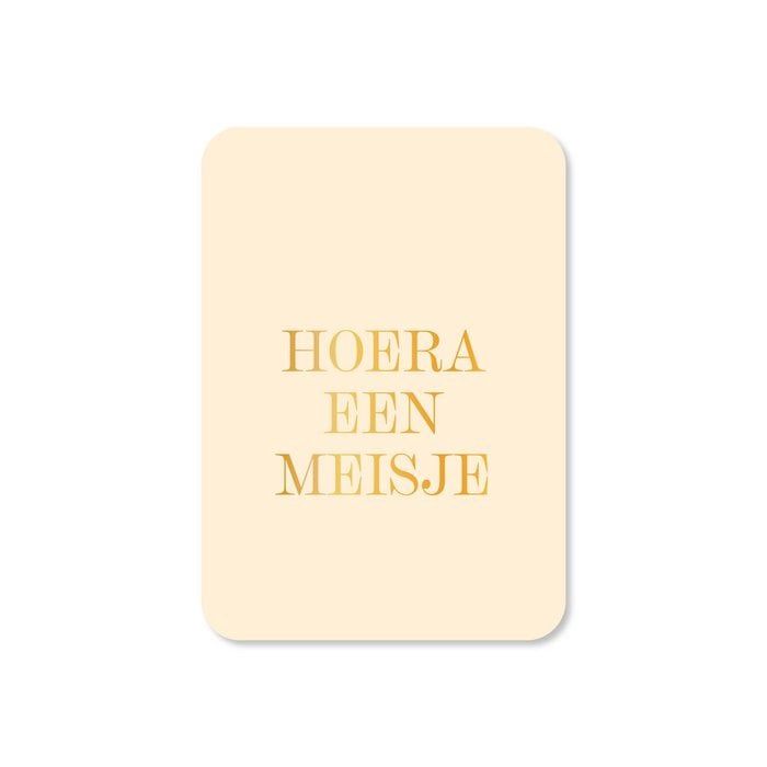 Minikaart Hoera een meisje (met goudfolie)