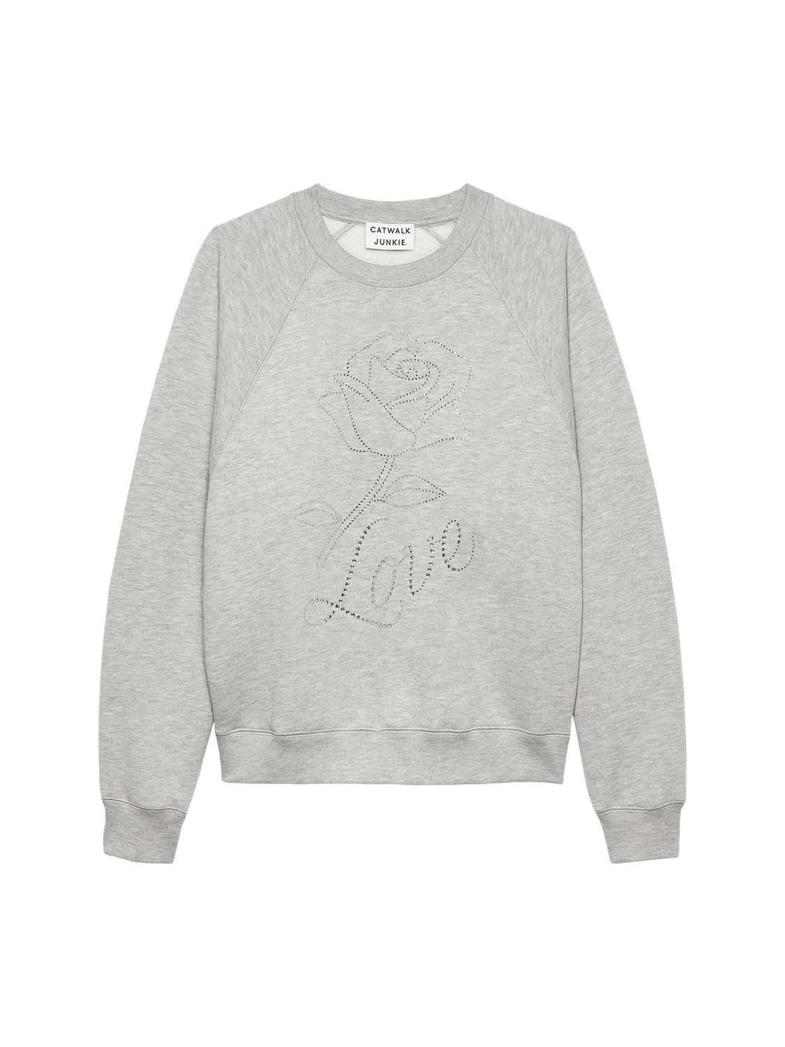 Sweater with strass graphic - grey melange