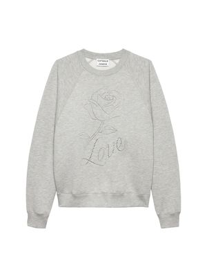 Sweater with strass graphic - grey melange