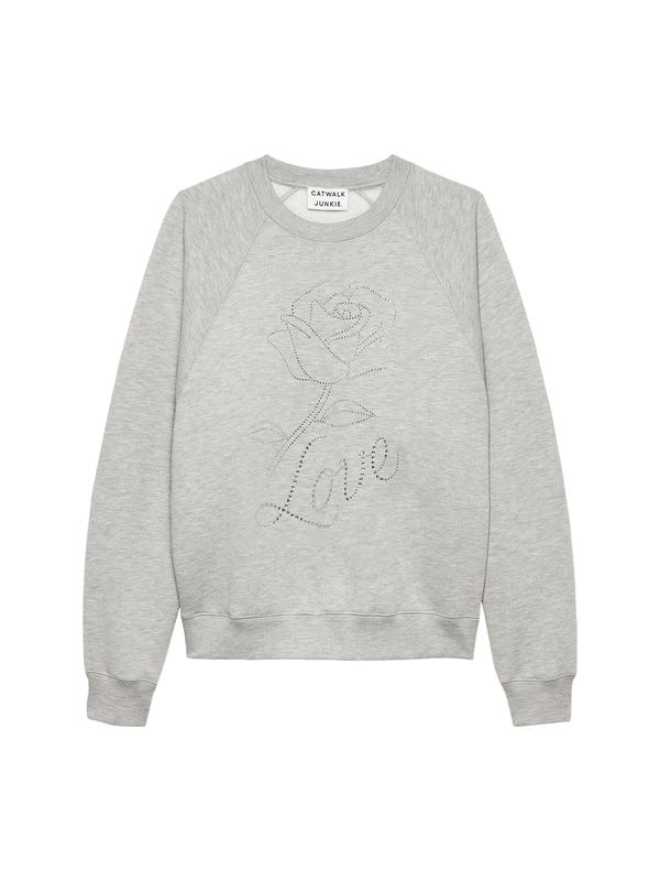 Sweater with strass graphic - grey melange