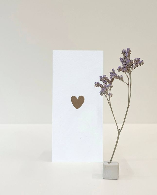 Little Box Dried Flower - heart white