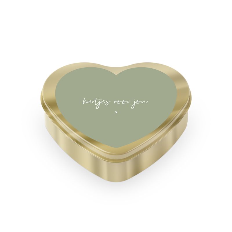 Gouden Hart gevuld met snoep groen - Hartjes voor jou